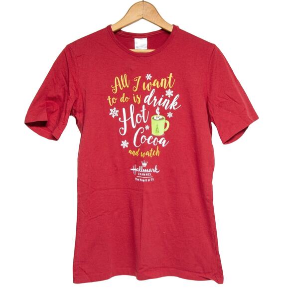 HALLMARK CHANNEL Women' Size Small 100% Cotton Short Sleeve Christmas T-shirt - Picture 1 of 4
